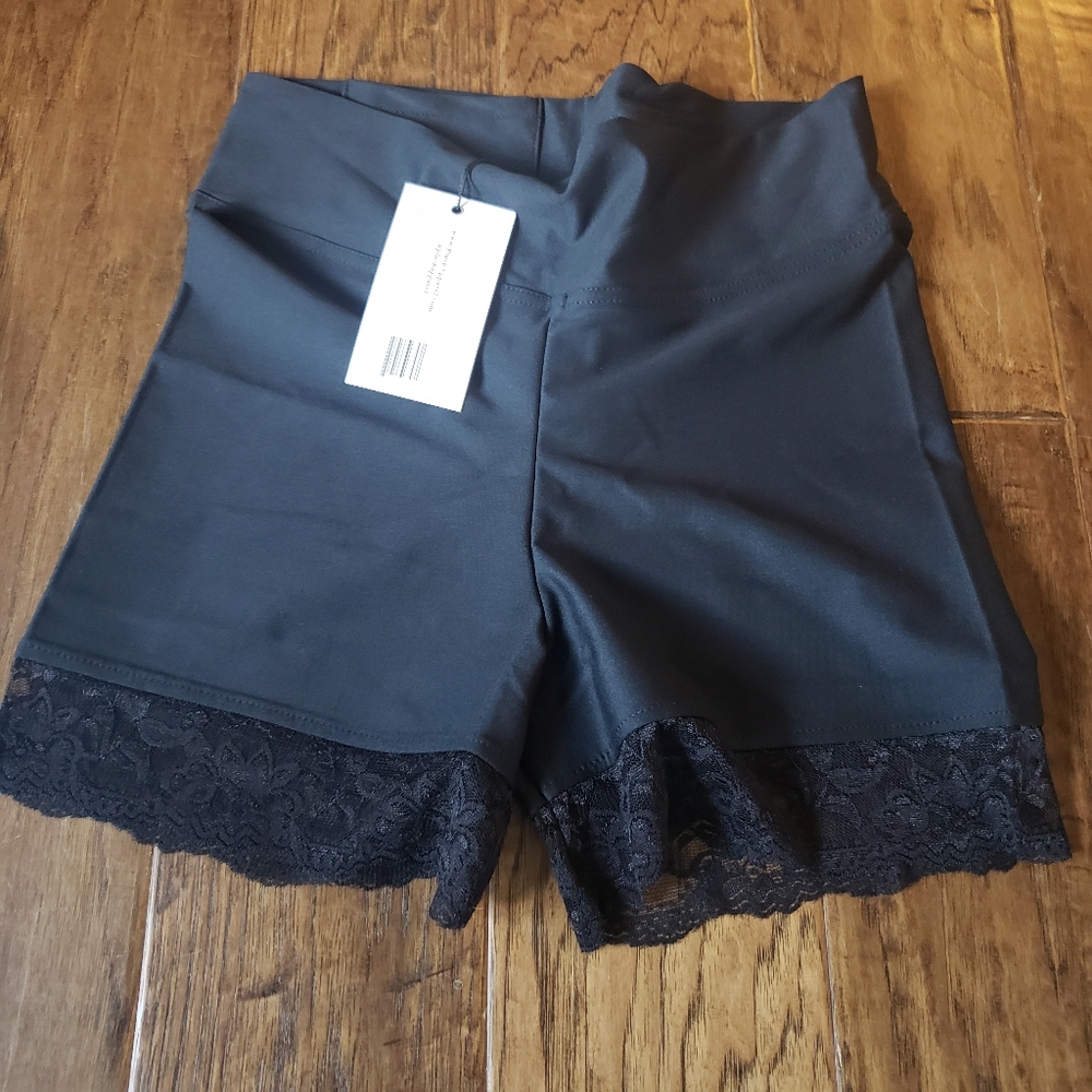 Plush Apparel Lace-Trimmed Compression Shorts